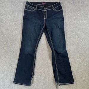 Wrangler Jeans Women 13/14 10MWZBR Blue Contrast Stitch Bootcut Denim Distressed